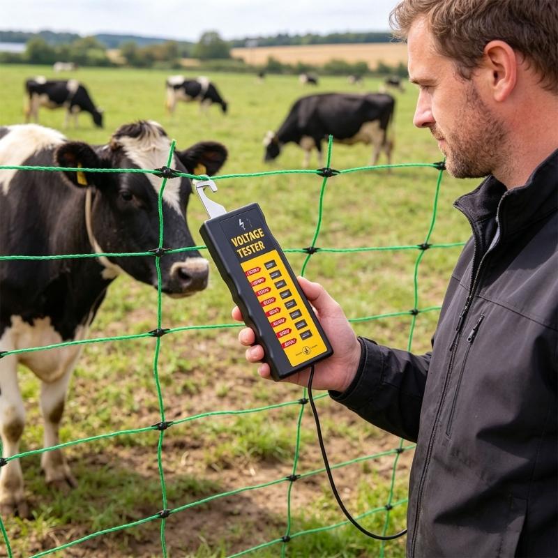 12kV Agricultural Fence Testing Unit ABS Build Pulse Activated Equipment Including Extended Ground Rod For Livestock Care