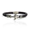 SCALETTO BLACK BAT303 Vintage Anchor Leather Touched Bracelet