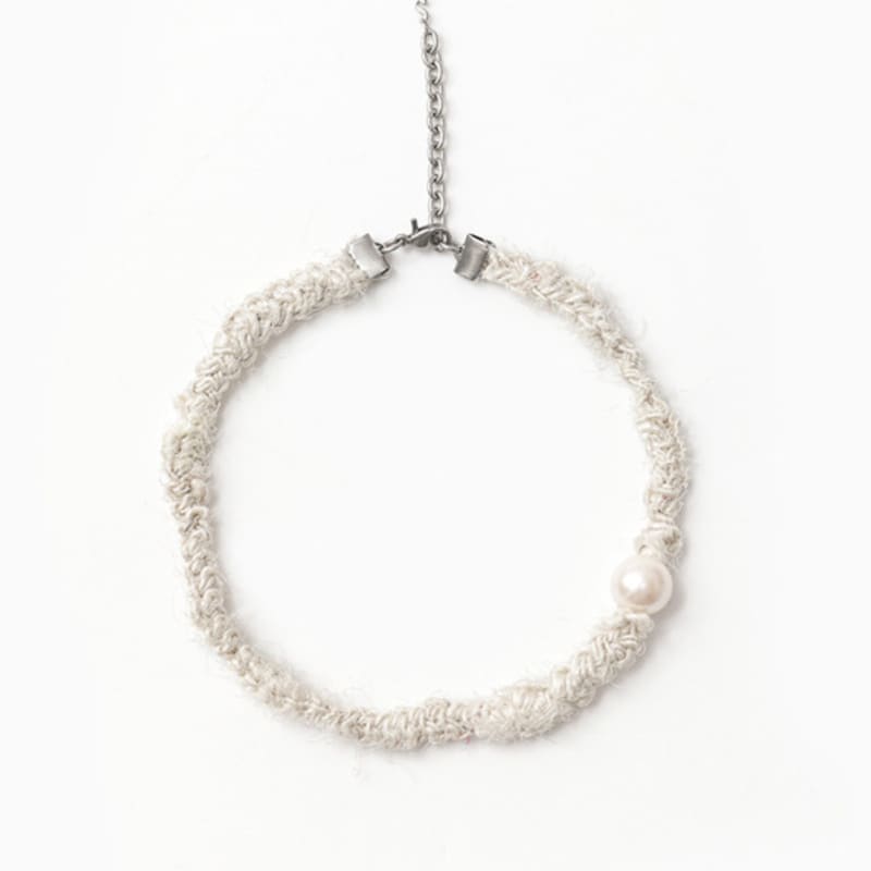 

charmeeze [Handmade] Crochet silk yarn choker (Ivory) OS