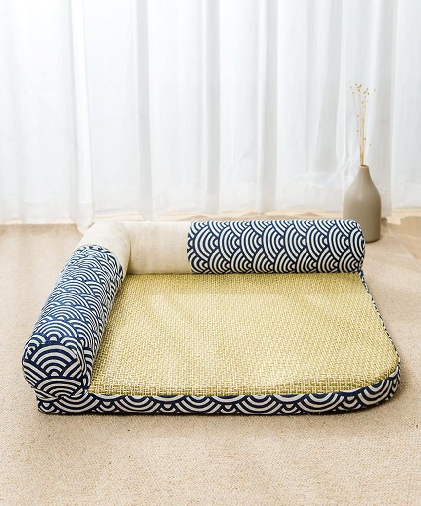 Aimoha Japanese Style Cool Washable Pet Bed Cat Dog M Blue
