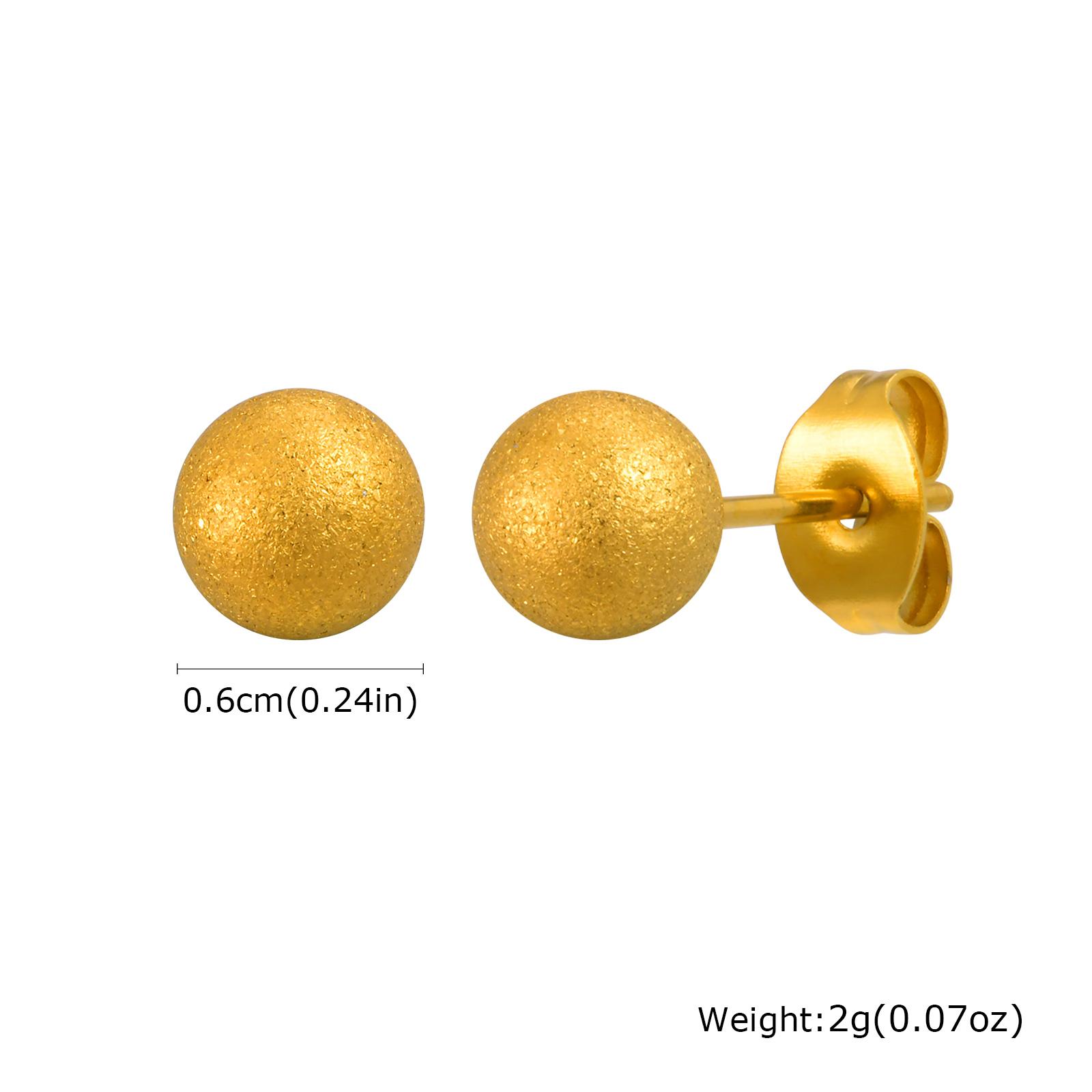 Minimalist Matte Round Bead Stud Earrings for Women,Gold Color Stainless Steel Earrings,Fashion Jewelry Gifts
