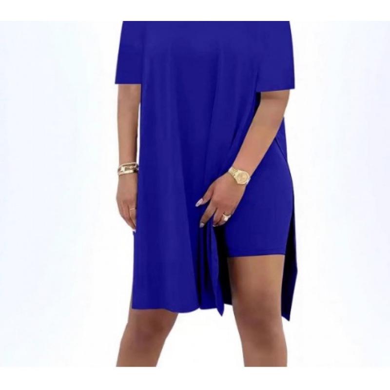 Summer 2025 Solid Color Loose Round Neck Short Sleeve Two-Piece Casual Set