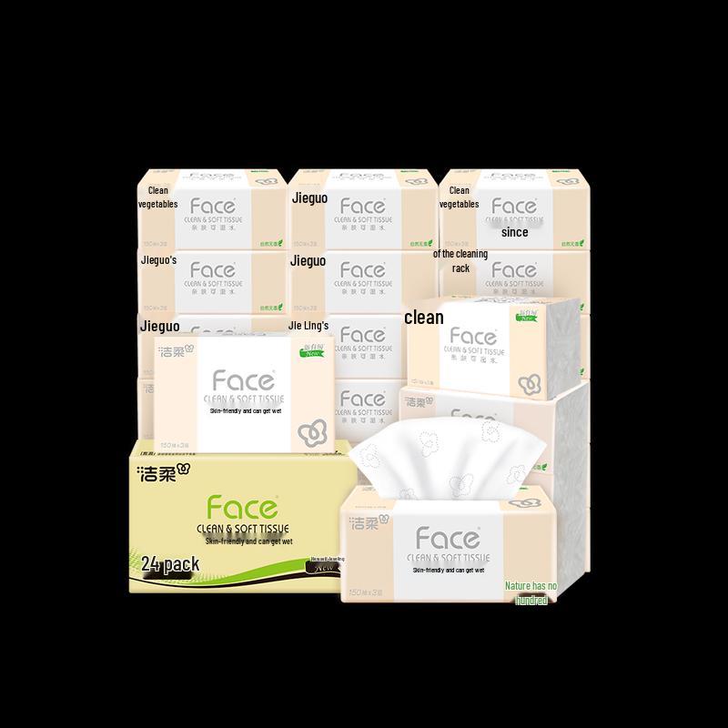 Jie Rou Pink Face 3-Ply Wet-Strength Facial Tissues