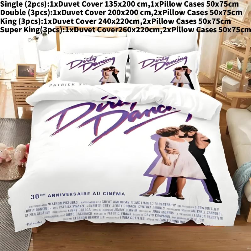 

3d Dirty Print Dancing Pattern Duvet Cover Pillowcase Set Bedroom Bedding Gift White Purple,Single(135x200cm)