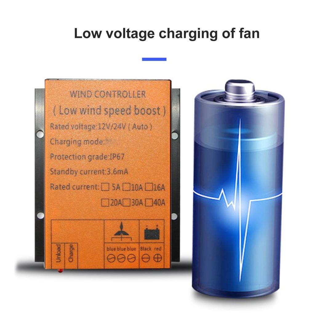 Rüzgar Jeneratörü Kontrol Cihazı Rüzgar Türbini Kontrol Cihazı 12V 24V 40A 300W‑1000W Otomatik Eşleşme IP67 Enerji Geri Kazanımı İçin