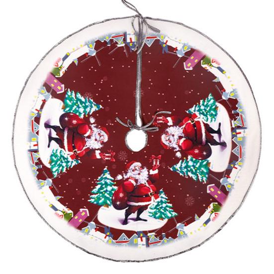 Excelente falda para árbol de Navidad, mano de obra fina, tejido de cáñamo, parte inferior de Papá Noel