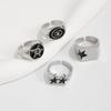 4pcs Black Five-Pointed Star Stainless Steel Rings Irregular Design Punk Couple Rings  Hiphop Style