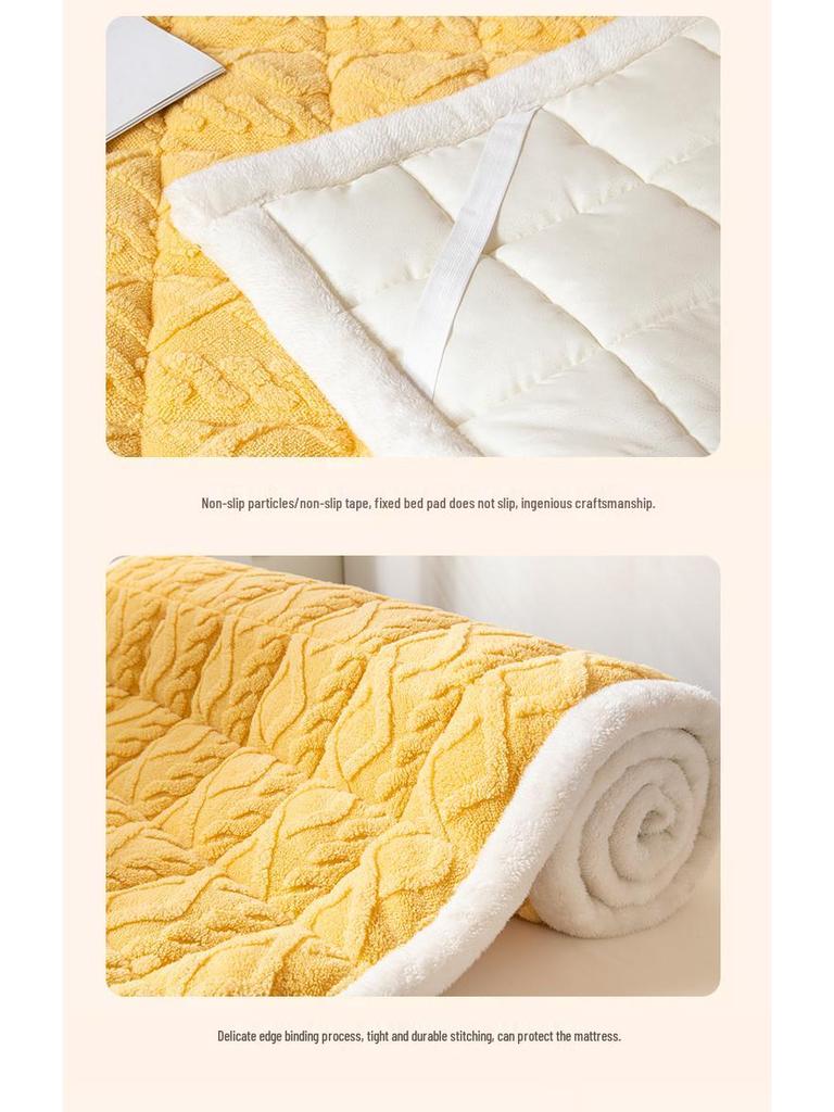 Winter Milk Velvet Mattress Topper for Dorms - Thick Coral Fleece Pad for Single Beds