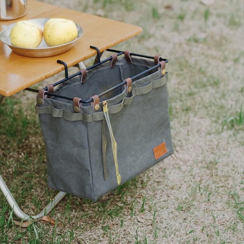 Foldable Tablesides Organizers Bag for Camping Picnics Outdoor Activity Hanging Bag Camping Table Side Hanging Pouches