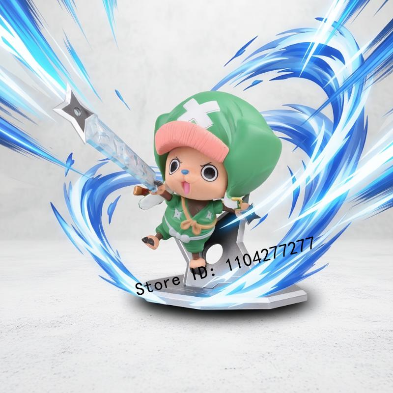 Anime One Piece Tony Tony Chopper Wano Ninja Figure, PVC Statue with Exchangeable Hands, Desktop Ornament Collectible Toy