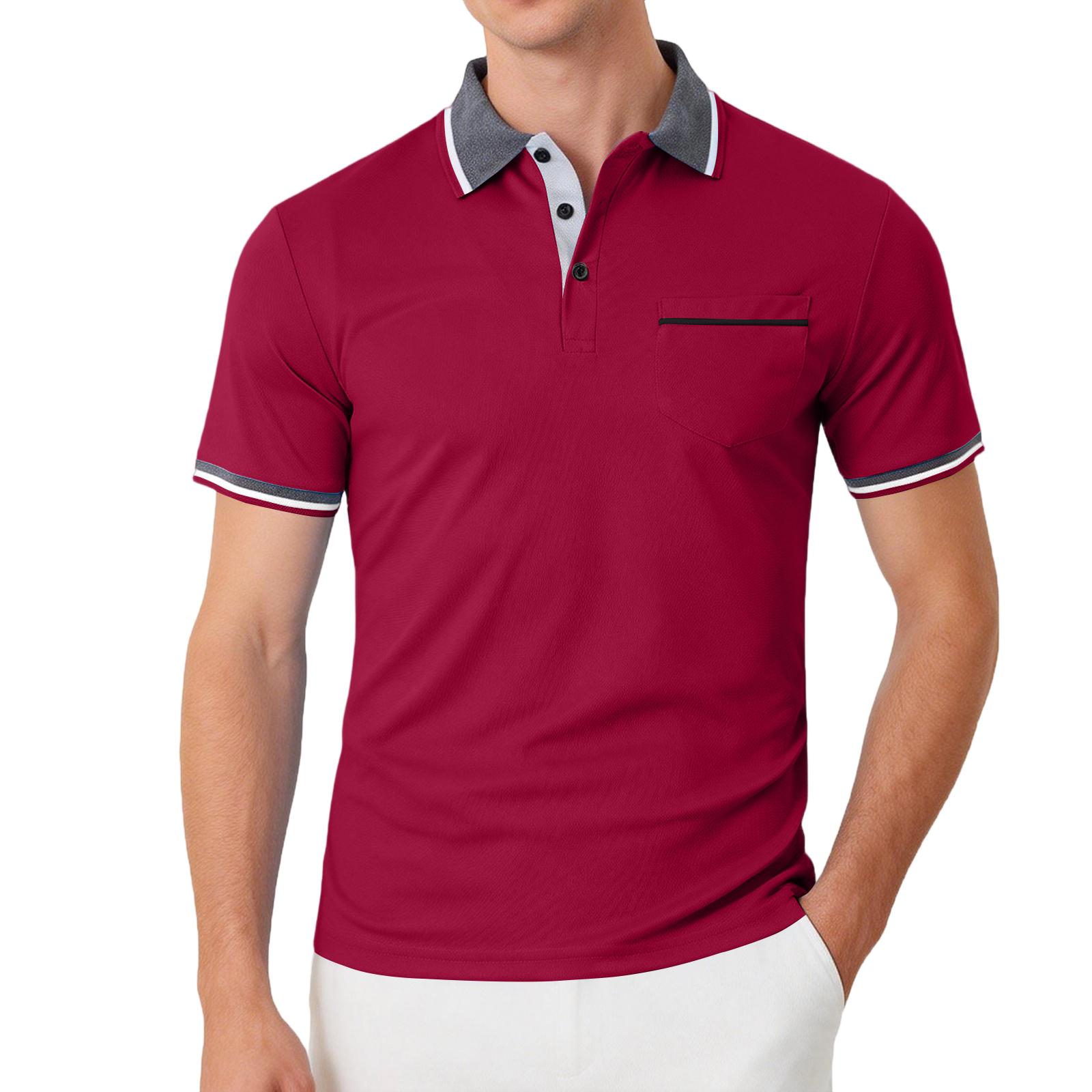 Men s Casual Short-sleeved Cool And Breathable Fashionable Collarless Shirt M