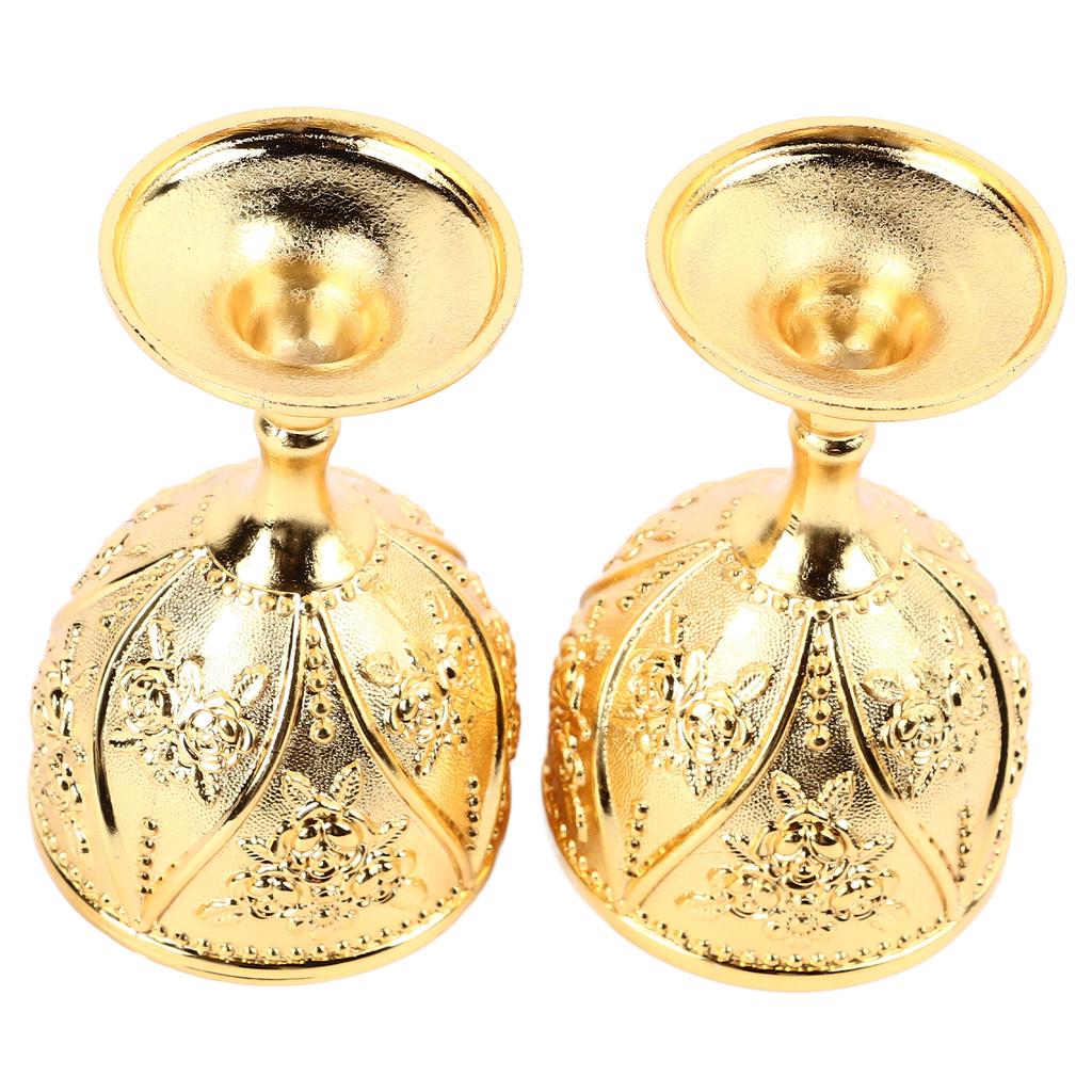 2 stk Vinglass Utsøkt 3D Relief Roseblomstmønster Dekorativt Vintage Vinglass Gull