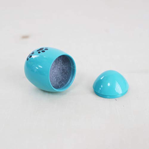 Mini Urn with Paw Print, Egg-Shaped, for Divided Ashes, Pet Memorial Service, Includes Pouch (Blue)