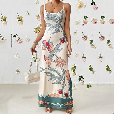 Sleeveless Strap Plus Size Vintage Floral New In Dresses for Women Casual Long Summer Dress