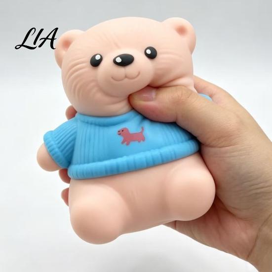 Stress Relief Toys for Adults Christmas Tomato Bear Squeeze Toy Relief, Cute TPR Decompression Novelty Gifts Figure with Festive Decoration