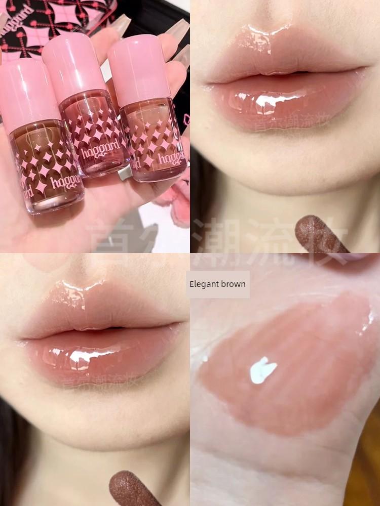 Haggard Lip Gloss Little Fat Dude Lip Balm Transparent Layered Glass Lip H02 Tender Pink Mirror Glossy Nude Color for Women