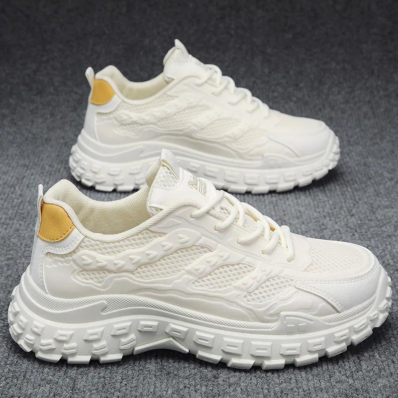 

Мужские кроссовки, модные черные сетчатые туфли на платформе, дышащая спортивная повседневная обувь для мужчин, удобные теннисные туфли Zapatillas De Deporte 44 бежевый