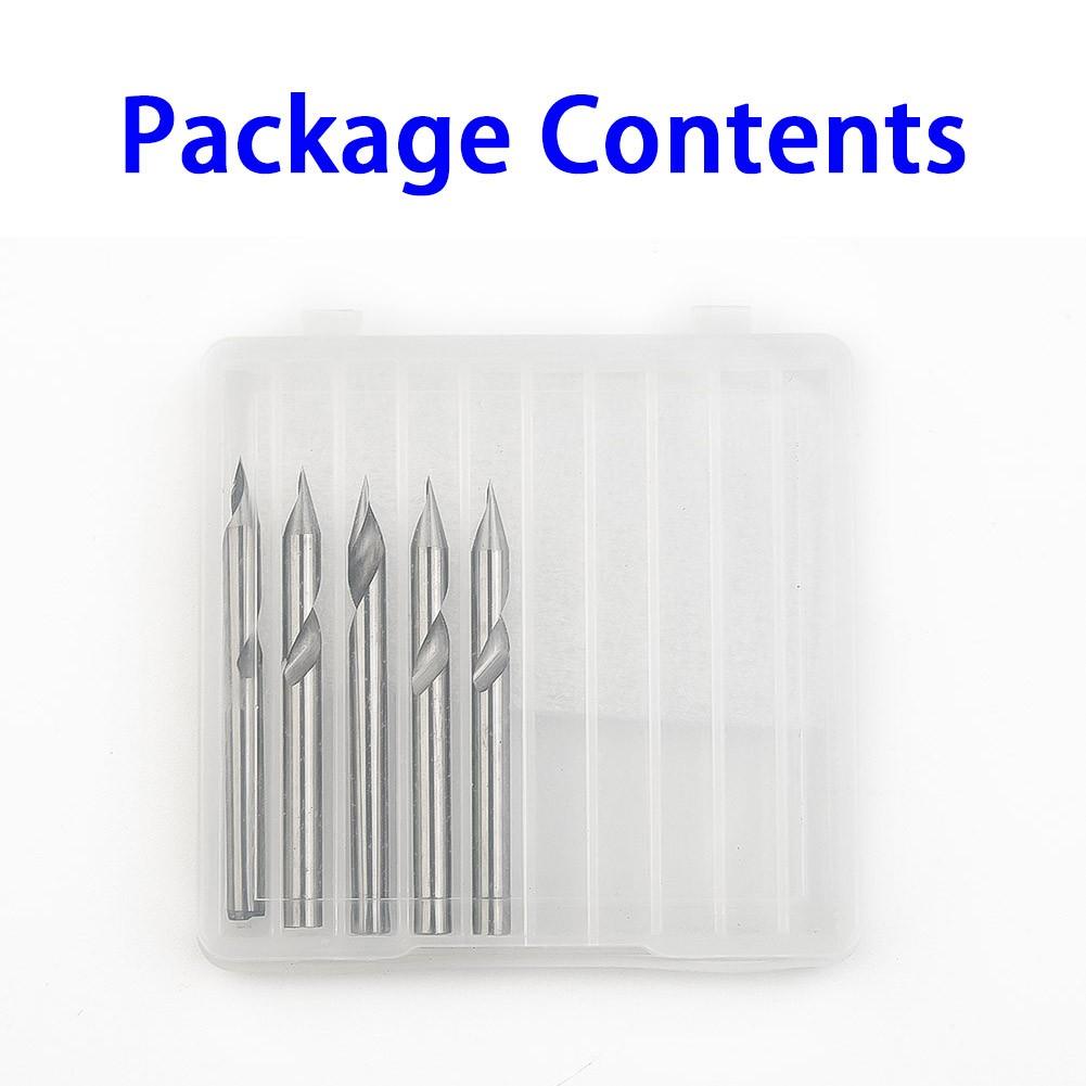 

5 шт. 30-градусный V-образный пазовый гравировальный инструмент с плоским дном, спиральные фрезы для ЧПУ, хвостовик 1/8