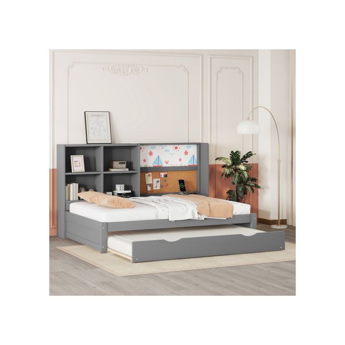 Canapé-lit - MUVOE - 90x200cm - Extensible - Prise USB - Tableau Blanc À Peindre