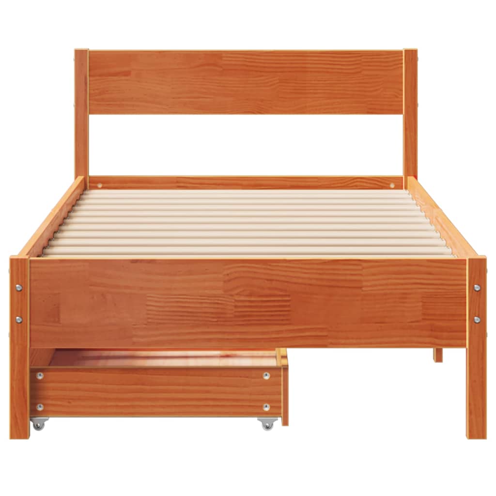 Solid Wood Bed without Mattress Wax Brown 90x200 cm Pine Wood