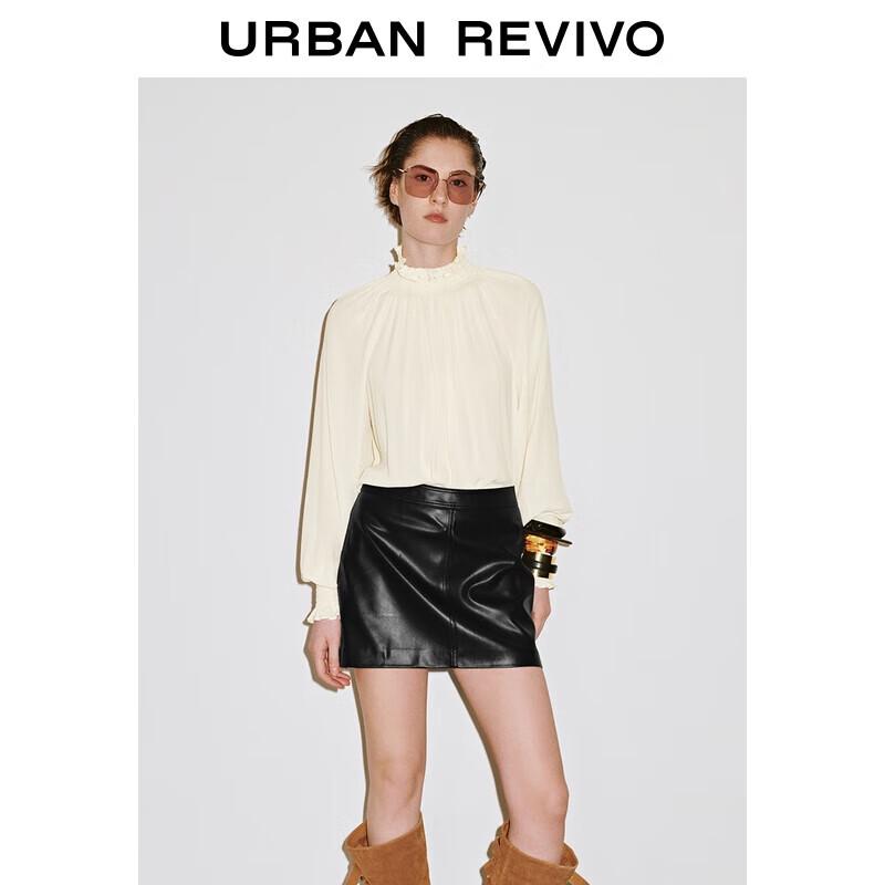 UR 2025 Autumn Ruffle Collar Long Sleeve Blouse S