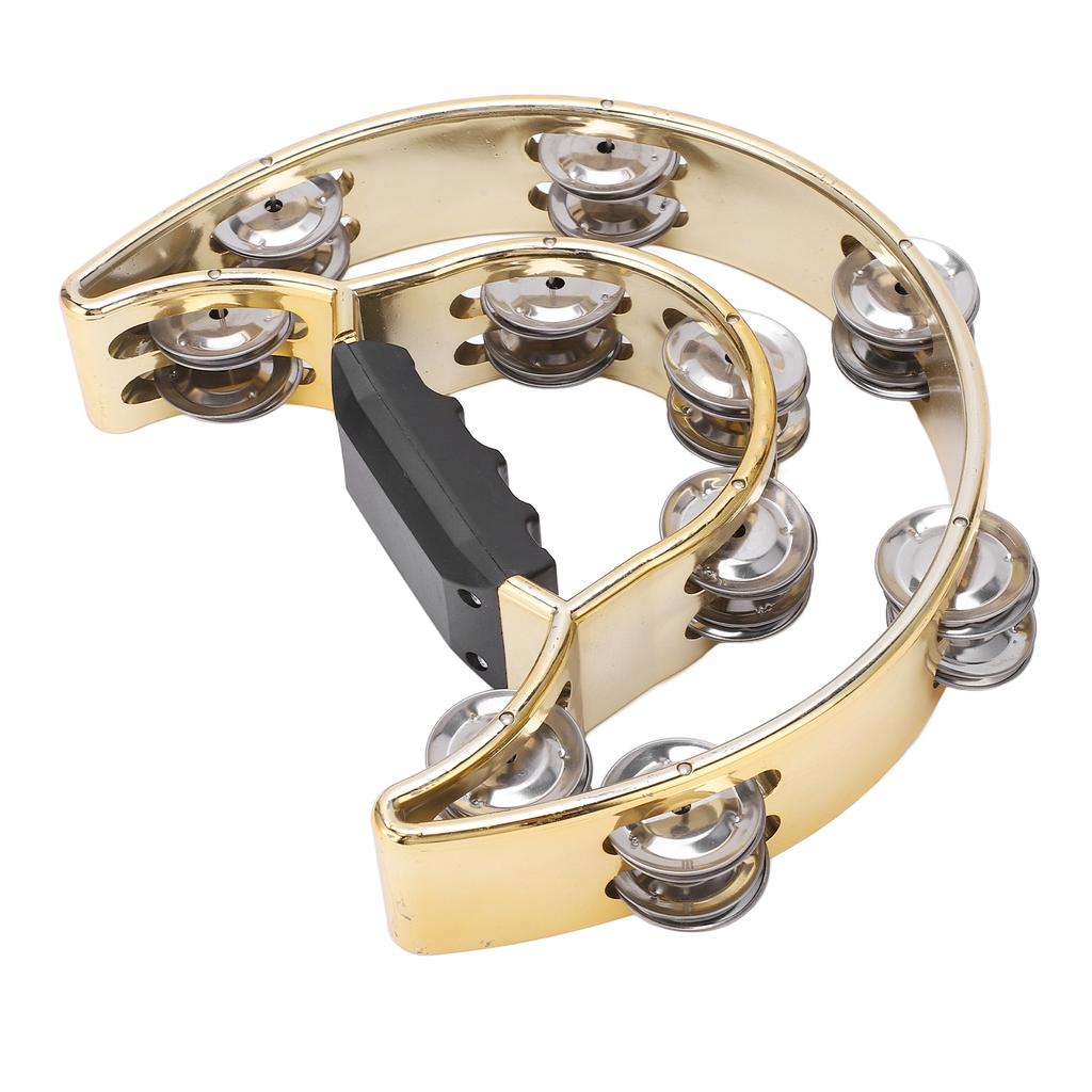 Doppelreihiges Handtamburin Metall-Tamburin mit plattierten Schellen Perkussions-Musikinstrument Gelb