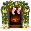 9FT Christmas Decoration Rattan Front Door Hanging Garlands Rattan Xmas Wreath for Mantel Stairs Home Indoor Outdoor Decor