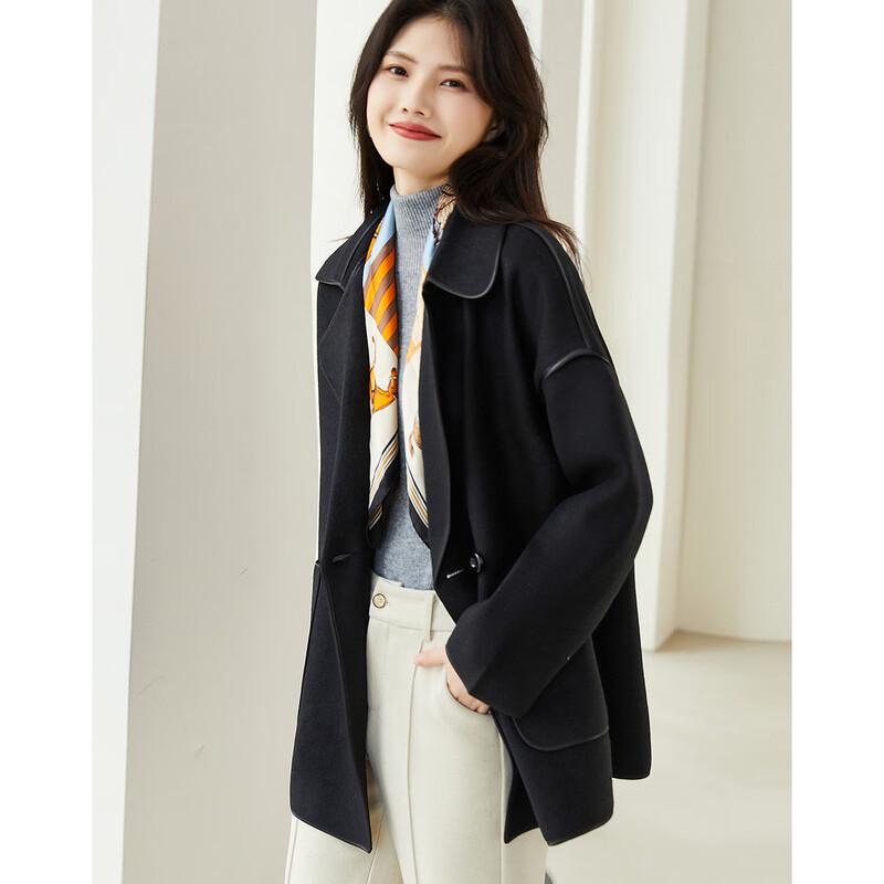 Demana Women's Double-breasted Lapel Mid-length Drop Shoulder Coat