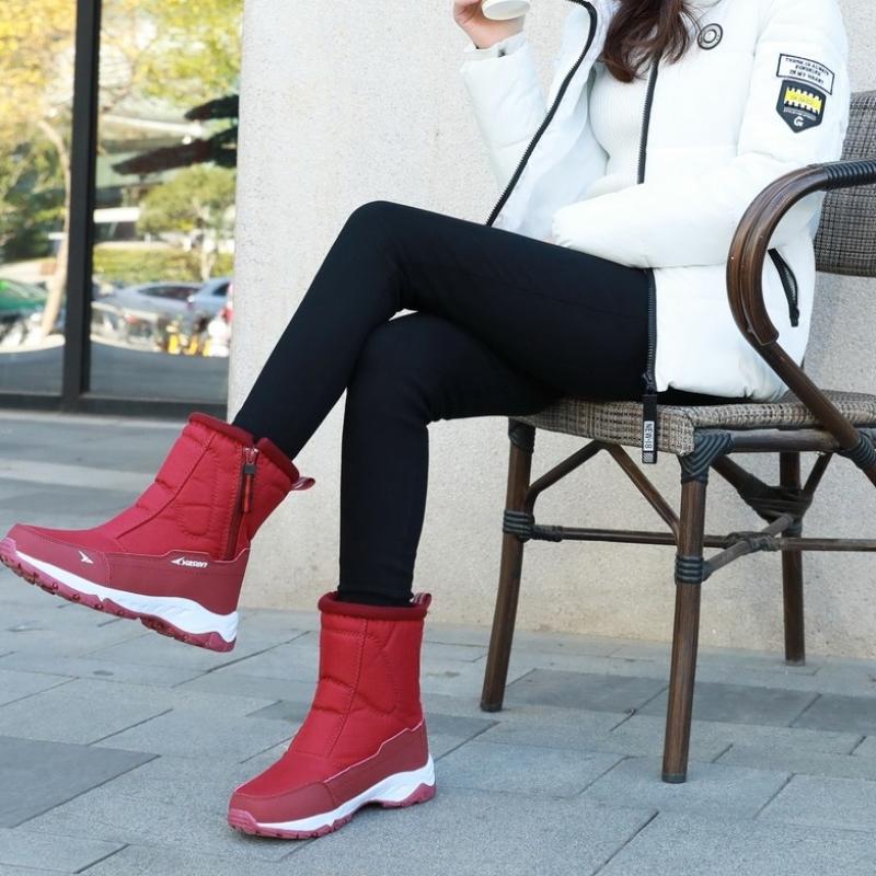 Women's winter minus 40 ° fur integrated padded waterproof cloth comfortable warm cold lightweight hiking waterproof non-slip high-top snow boots