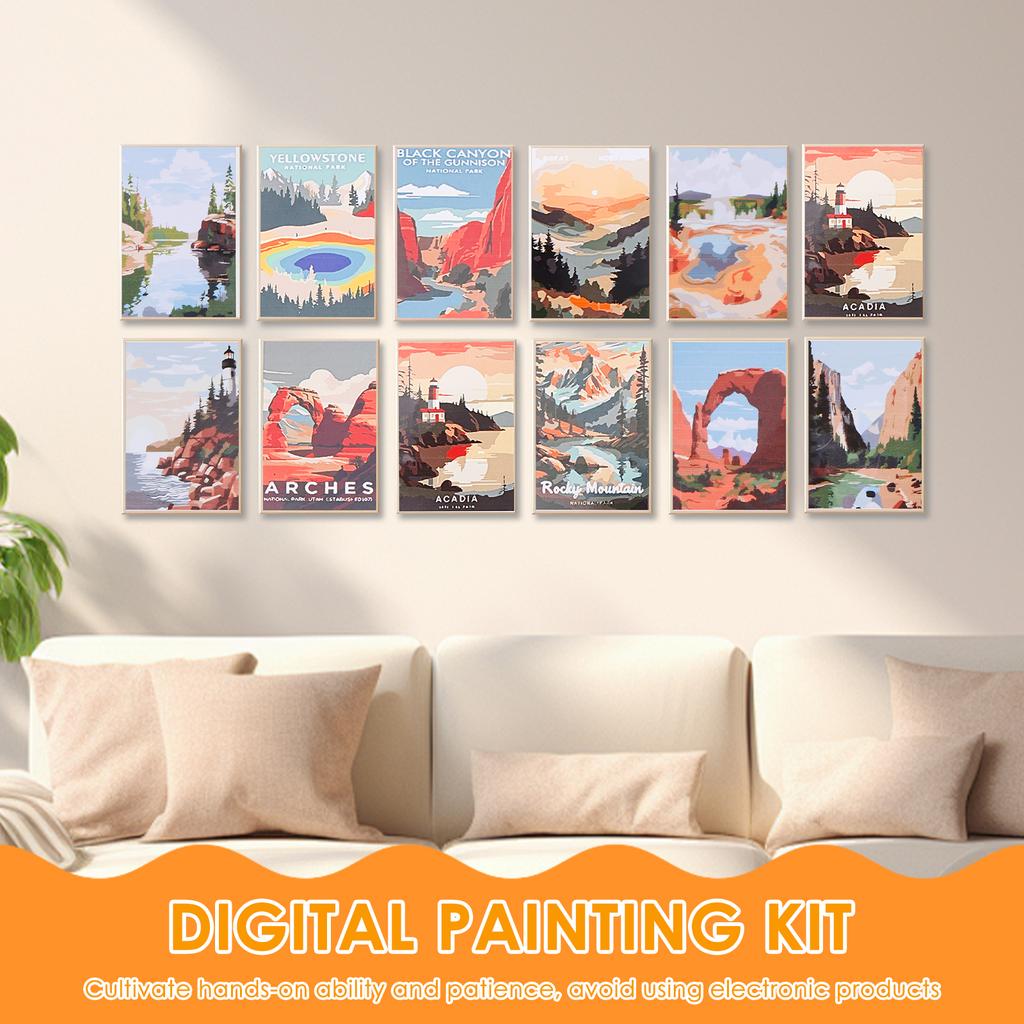 6/12Pc Paint by Number Kit Practical Adult Paint by Number Kit Canvas Digital Painting Set Digital Oil Painting Set for Beginner