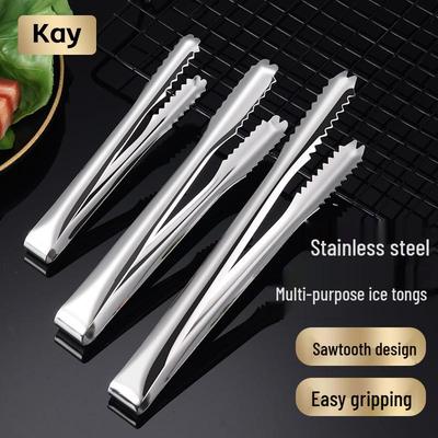 Thickened Stainless Steel Tongs for Food, Hotel Buffets, Ice, and Sugar Cubes