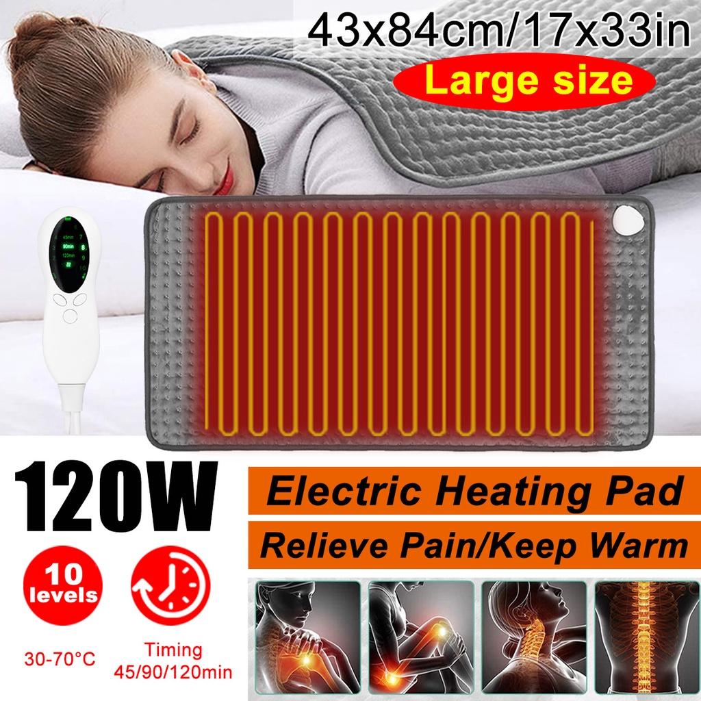 120W 10 Level Electric Heating Pad Timer for Shoulder Neck Back Spine Leg Pain Relief Wrap Temp Heater Pad 43x84cm