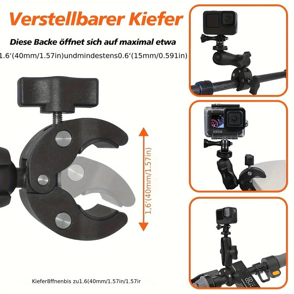 Sports Camera Mount for Motorcycle and Bicycle, 360° Rotating  , Compatible with Hero 13/12/11/10/9/8 Insta360 One X2/3/4, DJI