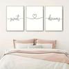 3pcs Minimalist Black and White "Sweet Dreams" Canvas Art Prints - Frameless, Modern Bedroom Decor with Heart Design, 2D Wall Ar