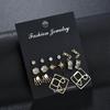 European & American Fashion Crystal Geometric Stud Earrings
