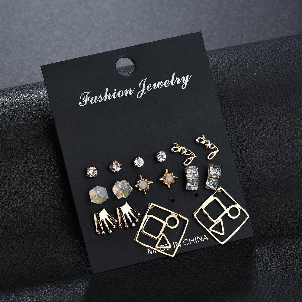 European & American Fashion Crystal Geometric Stud Earrings