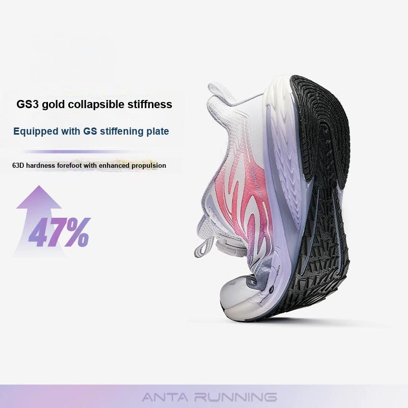 Anta Kids Mesh Hailang GS3 Fashion Fitness Test Lightweight Shock Absorption Low Top Running Shoes Kids Running Shoes White Pink 322445516-3