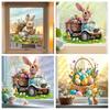 Window Sticker Healing Spring Window Scene Peel Stick Static Privacy Film Easter Bunny Egg Design Windows Doors Mirrors Decal