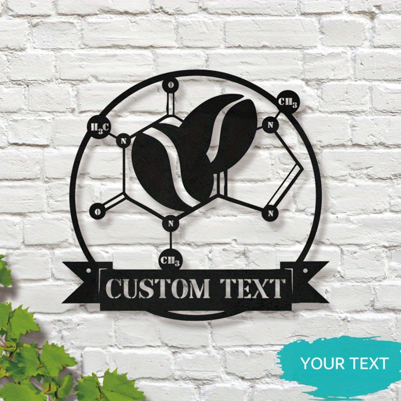 Precision Caffeine Molecule Metal Wall Art Chemistry Lab Decor Sign S чёрный