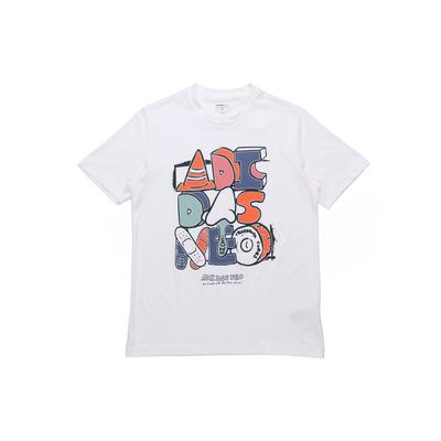 adidas Neo Cotton Round Neck Short Sleeve Sports Tee With Fun Print Logo Men Tops White GP4864
