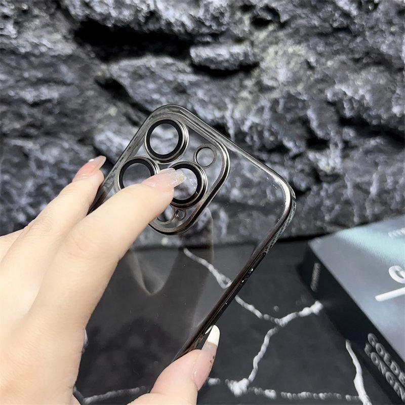 Hot Sale Plated Carbon Brazed Bezel PC Hard Case for iPhone15 14 13 12 Pro Max 11 Full Cover Phone Case with Lens Film