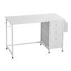 Computer Desk with Fabric Drawers, 120 Cm Reversible Study Work Writing Desk for Modern Home Office Bedroom, Simple Modern Cute PC Table Metal Frame