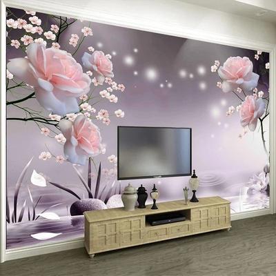 Moderne 3D-Wandmalerei Rosenblumen Tapete Wohnzimmer TV Sofa Schlafzimmer Romantische Wandbilder Heimdekor