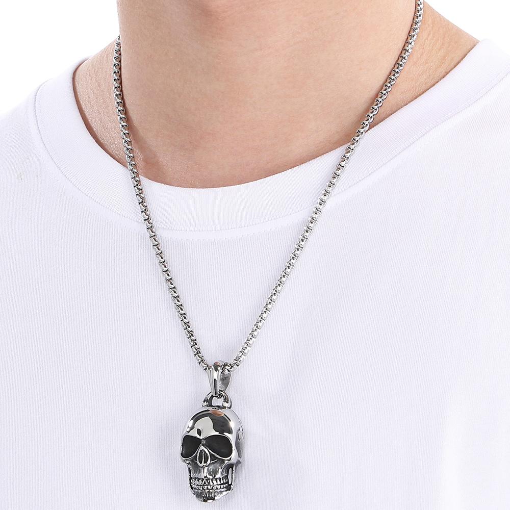 

Крутое готическое ожерелье с подвеской в виде черепа и головы для мужчин, золотого цвета, из цельной нержавеющей стали, мужские подвески, ожерелья, цепочка 60 см 60CM серебряный