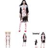 Irregular Hem Nun Cosplay Costume For Halloween Parties