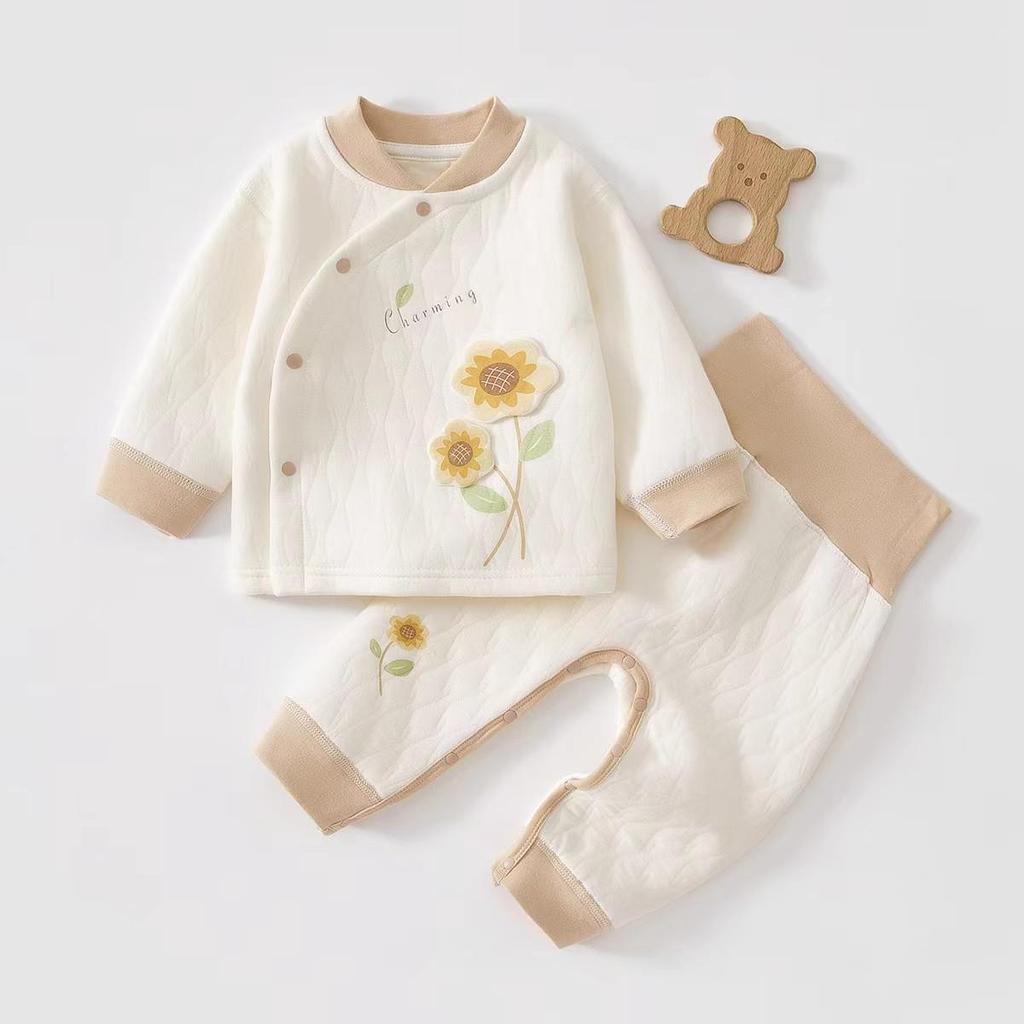 Jingqi Baby Autumn High-Waist Warm Cotton Clothes Set for Boys and Girls