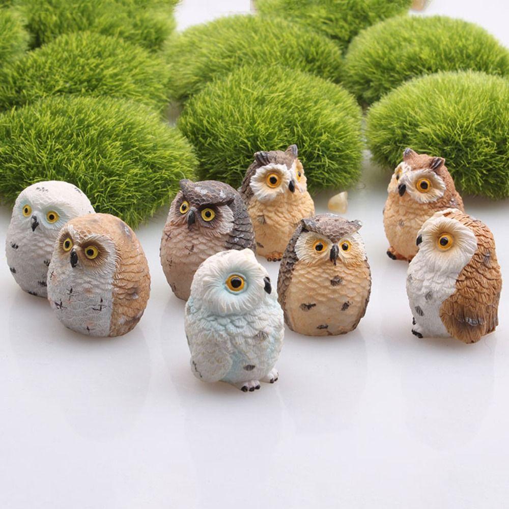 Plug-in Outdoor Courtyard Car Decoration Mini Owl Resin Crafts Miniatures Figurine Owl Ornaments