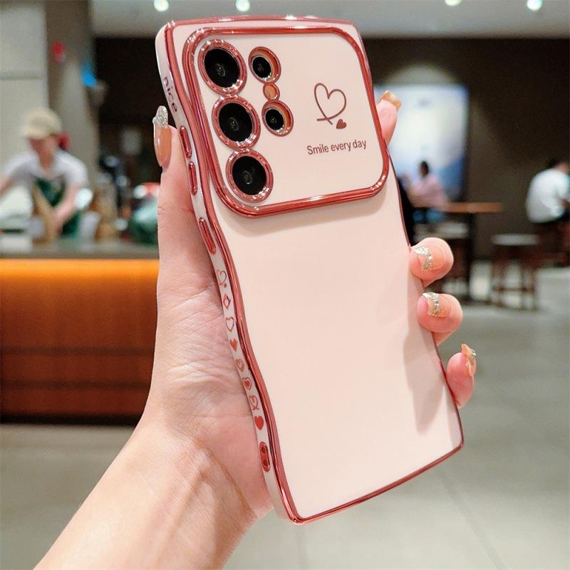 Applicable To Samsung S25ULTRA Electroplated Big Wave Mobile Phone Case S24FE Side Love A56 Anti-drop Protective Case