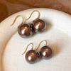Autumn And Winter Chocolate Pearl Ear Hook Women'S Light Luxury High-End Temperament Earrings Niche Versatile Earrings