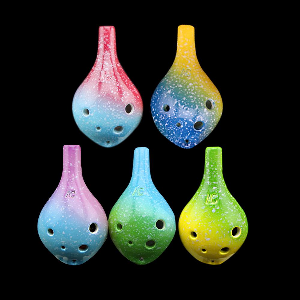 6 Löcher Keramik Ocarina Alto C Einfaches Musikinstrument im Sternenstil mit Lanyard Musikpartitur für